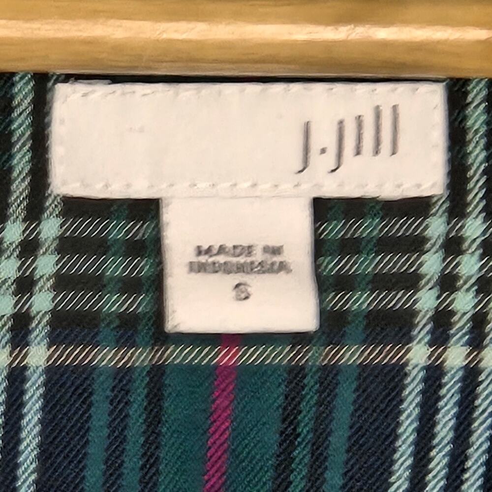 J. JILL Vneck Plaid Button Front Long Sleeve Blouse Size S - Picture 6 of 8